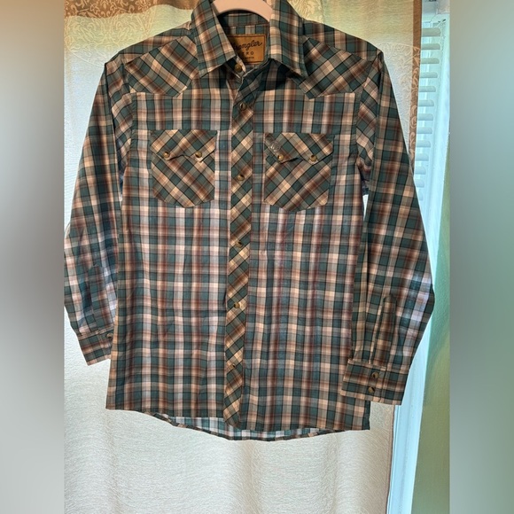 NWOT Boys Wrangler Retro Western Style Plaid Shirt Size L (10-12) - Picture 1 of 12